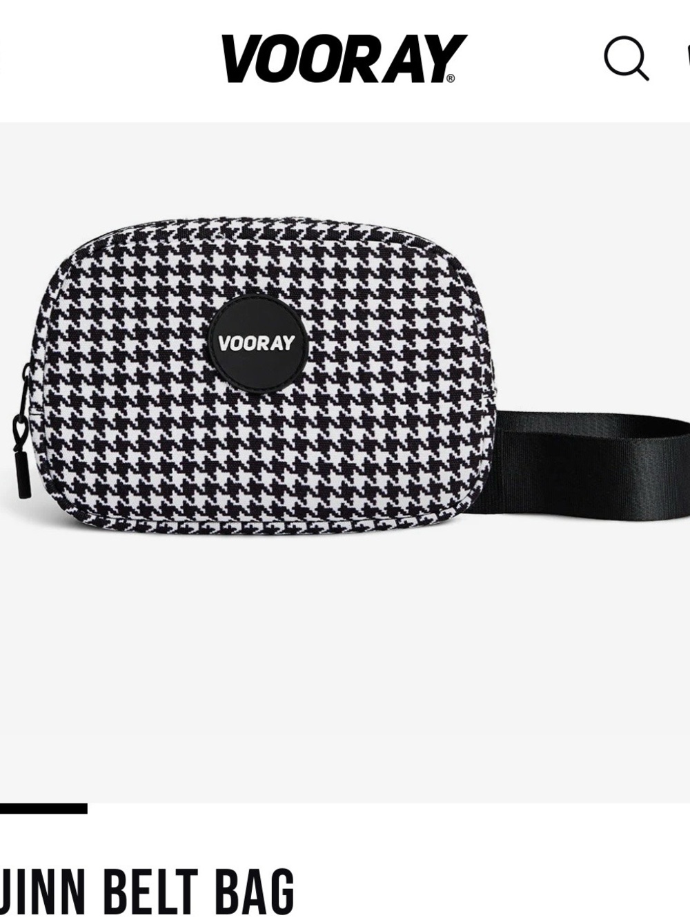 VOORAY Black & White Houndstooth Quinn Crossbody Belt Bag